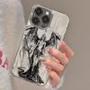 Funda de Teléfono con Textura Holográfica y Dibujo Lineal de Ángel Gótico para Series iPhone 17 16 15 14 13 12 11 16E Pro Max Plus