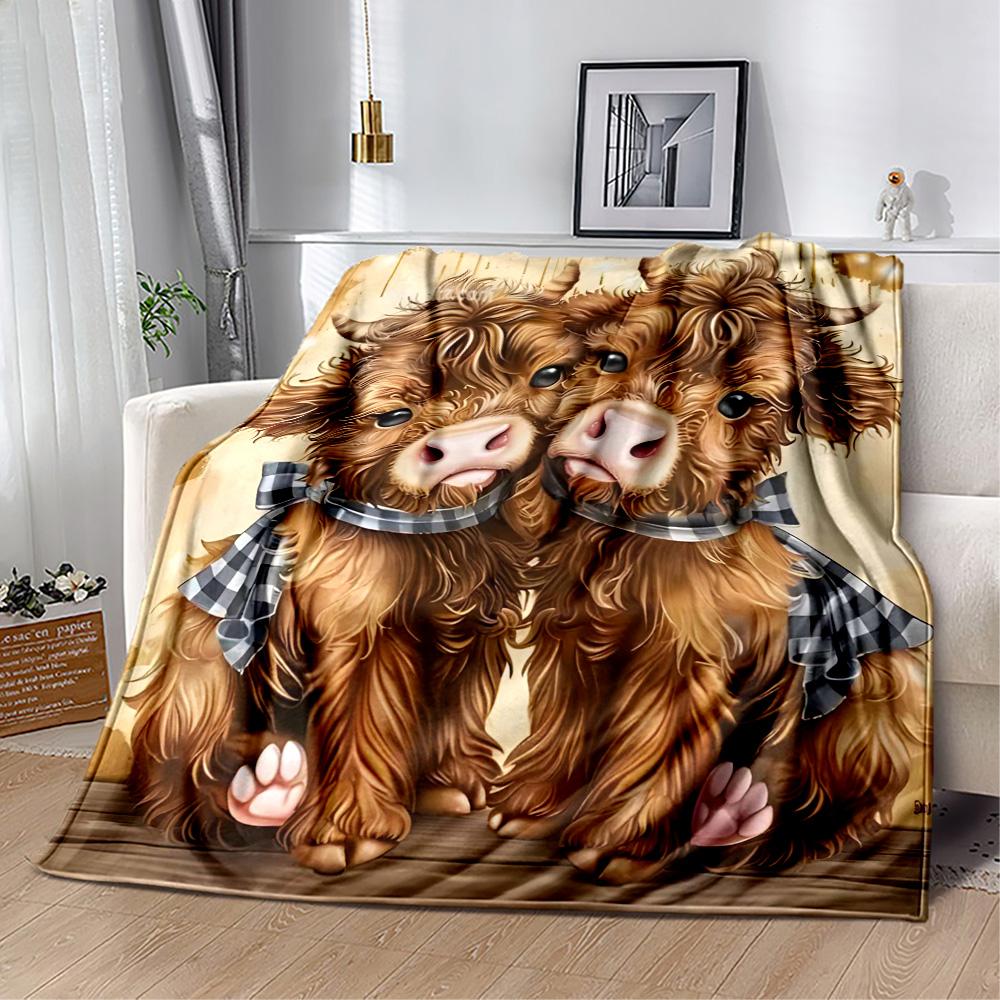 Highland Cow Selfie Flannel Blanket,Lightweight,Office Blanket,Sofa Blanket,Comfortable Blanket