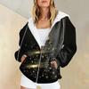 Women's Casual Fashion Printed Long Sleeve Pullover Hoodies Zipper Sweatshirts Coat