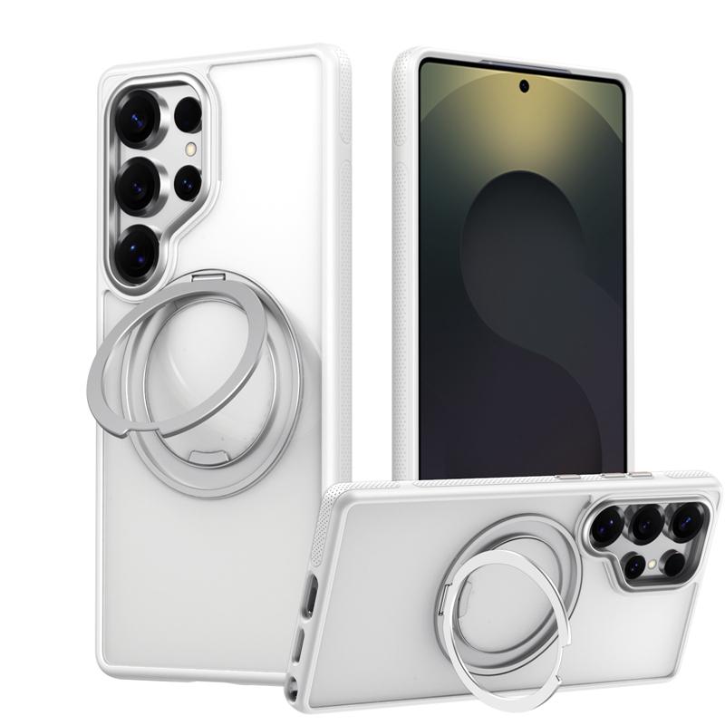 KEYSION N52 Magnetic 360° Ring Stand Case for MagSafe for Samsung Galaxy S25 Ultra 5G S25+ Matte Transparent Shockproof Phone Cover