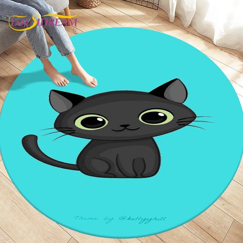 3D Cartoon Cute Cat Area Rug,Round Carpet Rug for Living Room BedRoom Sofa Chair,Kids Play Crawl Soft Non-slip Floor Mat Gift