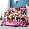 1PC Custom Name Puppy Party Pink flannel blanket versatile,all-season throw suitable for the living room,bedroom,camping,travel,and gift
