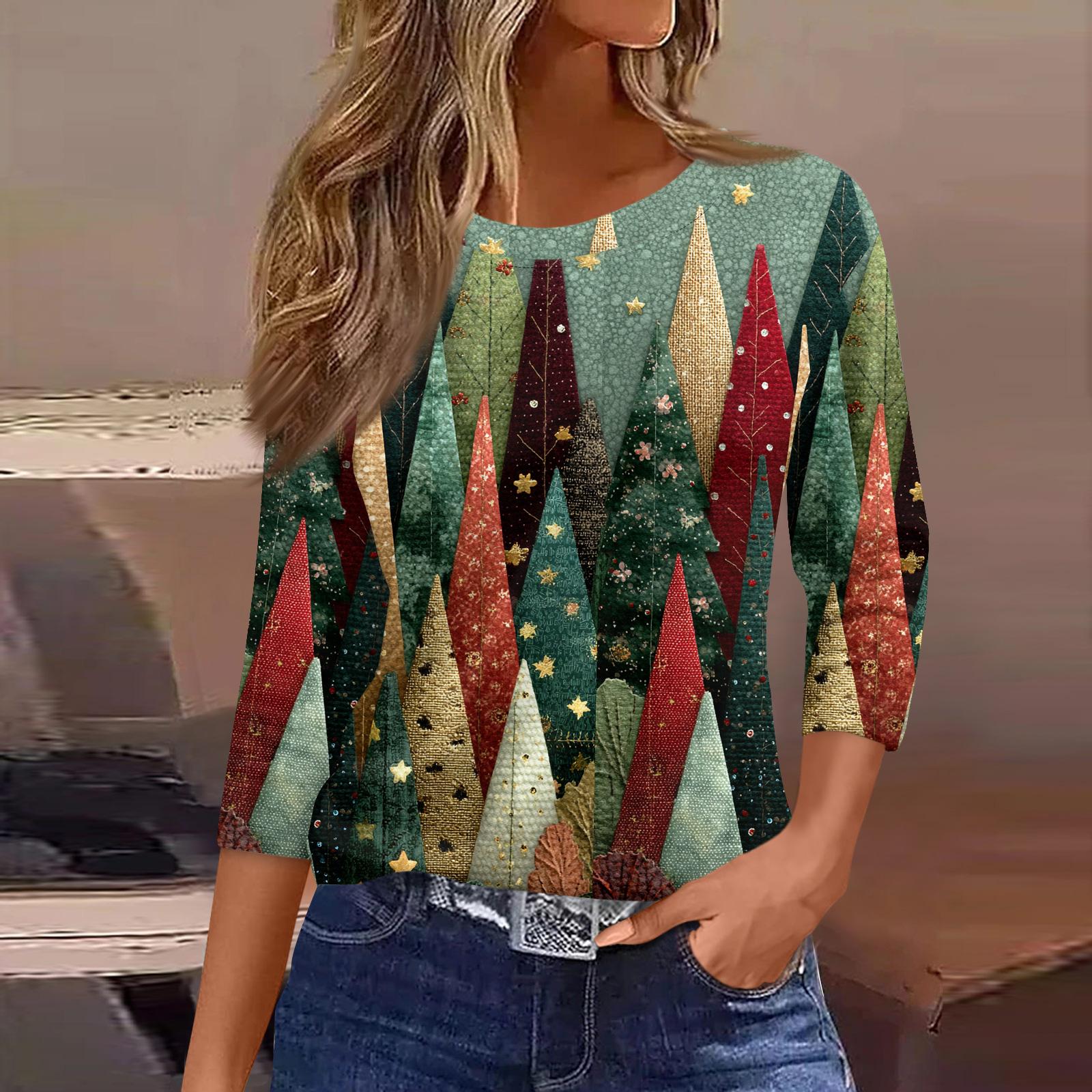 

Женские топы с рукавами 3/4, цветочный принт, винтажная мода, повседневные свободные рубашки с круглым вырезом больших размеров XXL