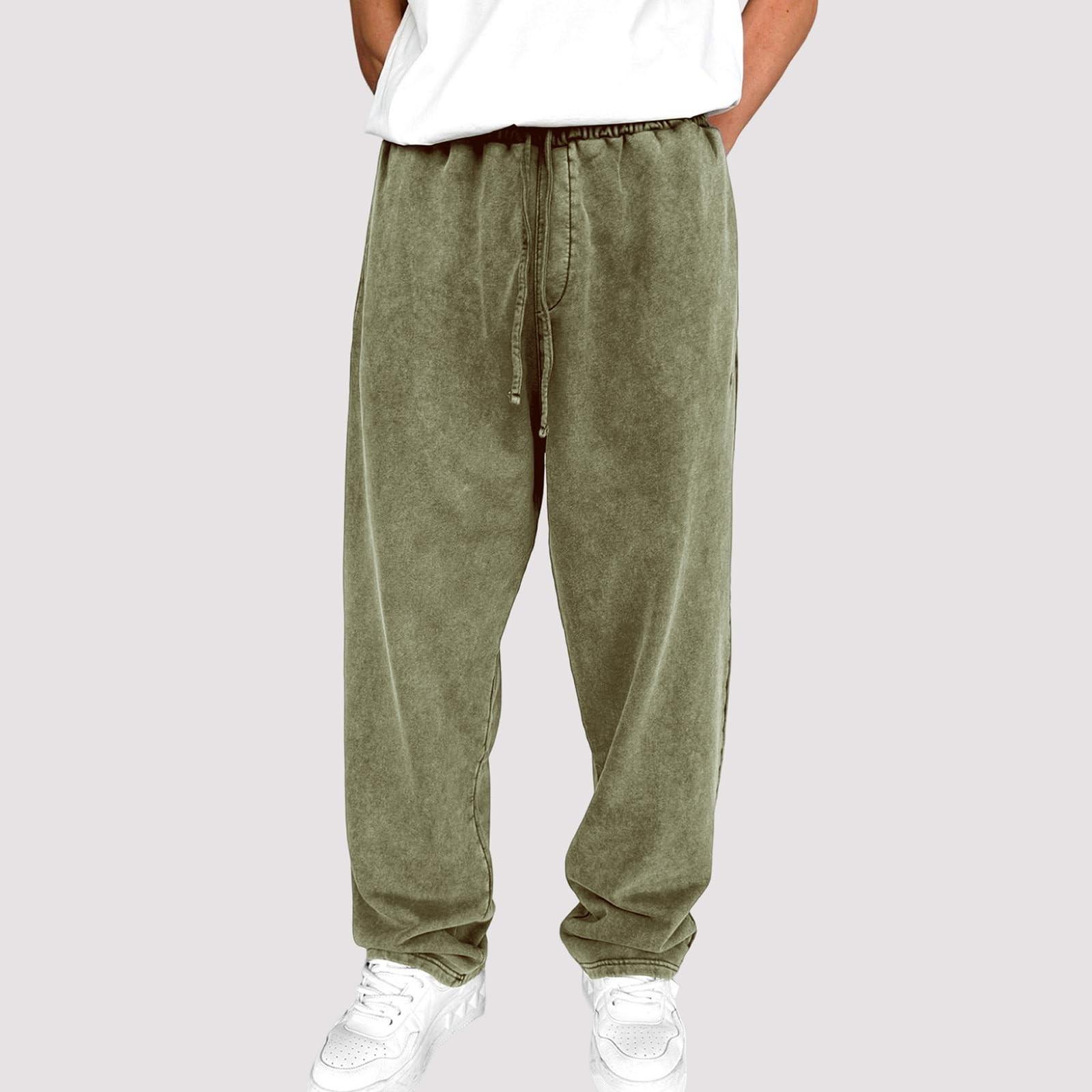 

Men s Casual Workwear Distressed Drawstring Multi-pocket Straight-leg Trousers L армия зеленый