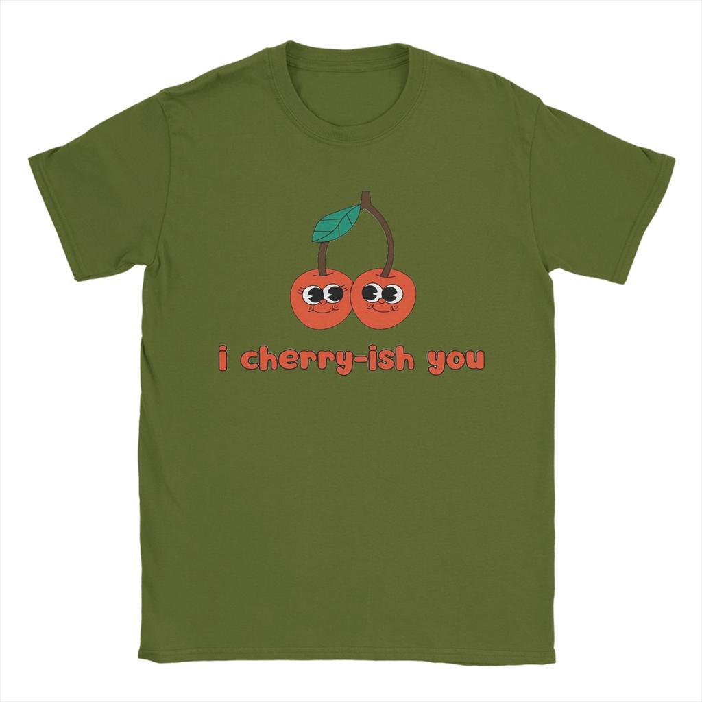 I Cherryish You Unisex T Shirts Novelty Tees Short Sleeve Round Neck TShirt Pure Cotton Gift Idea Tops