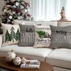 1/4Pcs Gray Christmas Pillowcases, Vintage Truck Christmas Tree Printed Cushion Covers, Winter Holiday Home Sofa Decorations