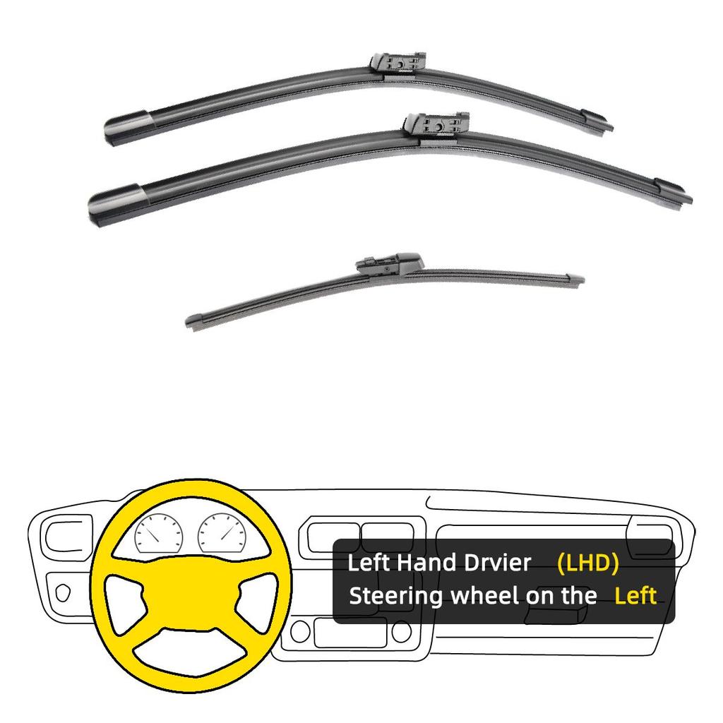 3PCS Für SKODA Karoq 2017-2020 26 "18" 13 "Vorne Hinten Wischer Klingen Windschutzscheibe Windschutz fenster Cutter Zubehör 2017 2018 2019 2020