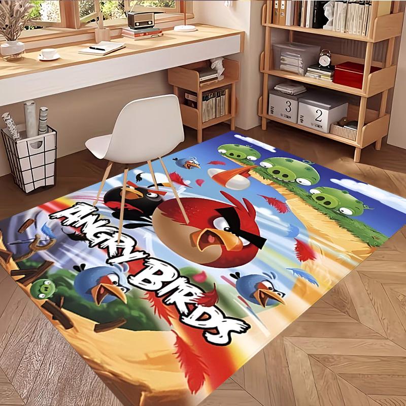 Angry Birds Print Rug, Washable Floor Carpet, For Entryway Dorm Laundry Room Office Study, Home Decor Birthday Christmas Gift