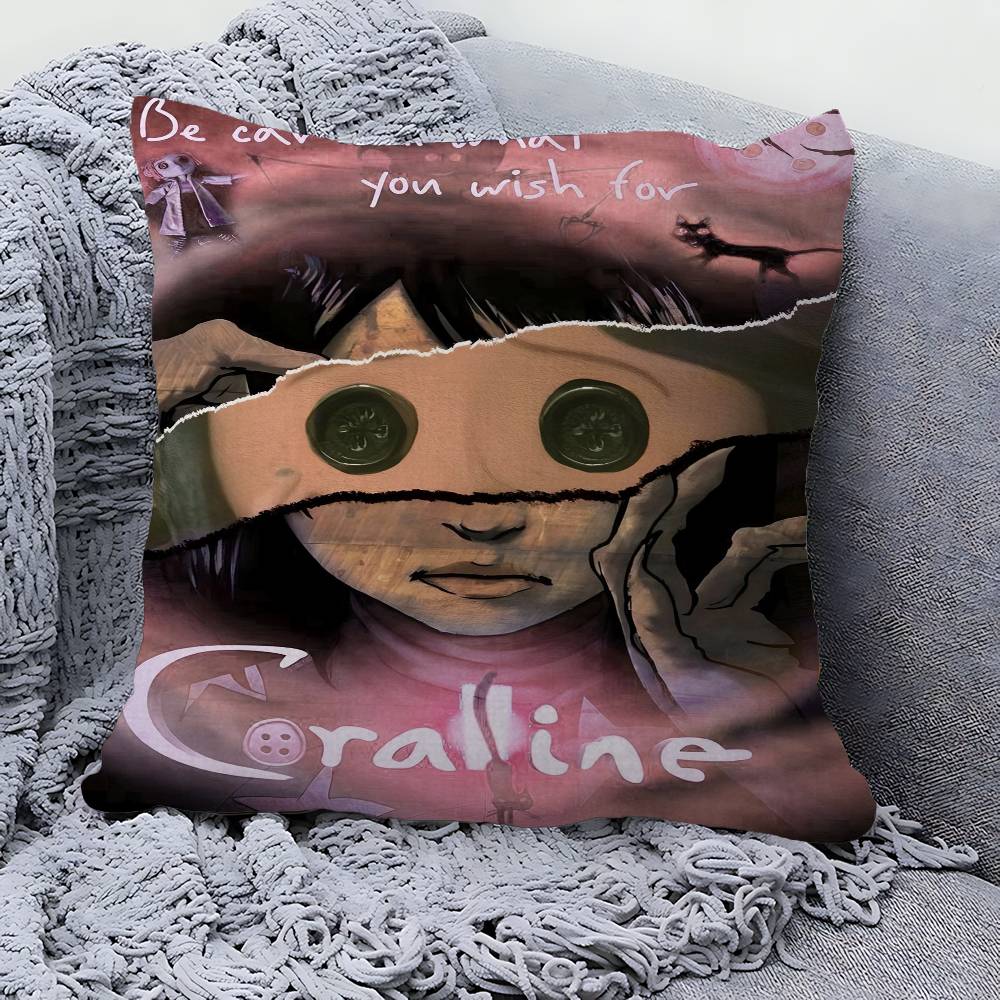 Anime Movie Coraline Classic Anime Pillow Cushion Cover Pillowcase Living Room Sofa Home Decor Customized