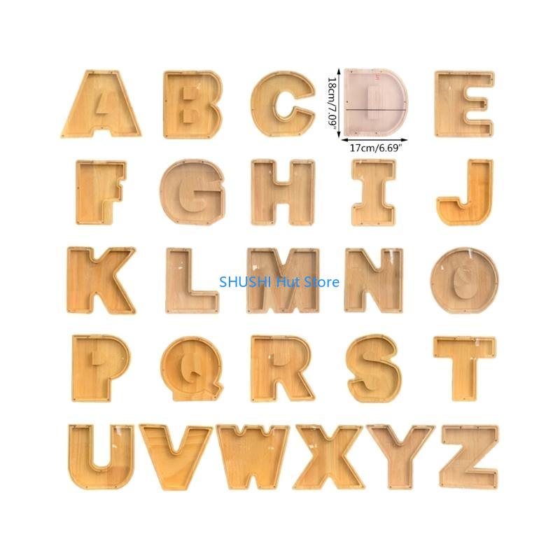For Creative Nordic Wooden Letter Coin Simple Storage for Tank DIY Kids Money Saving Jar D57B