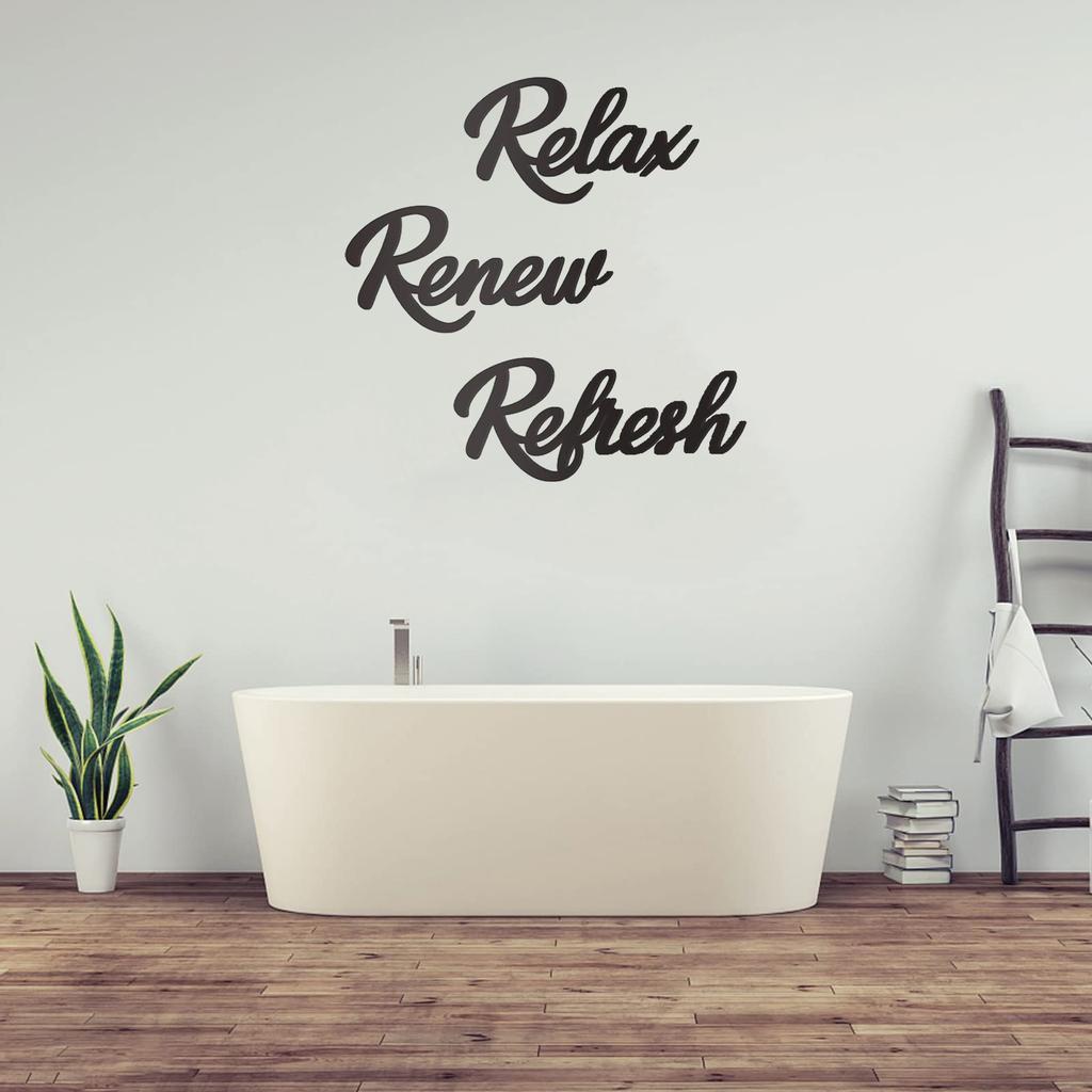 3 Pieces Bathroom Decor Wooden Bathroom Sign Relax Refresh Sign