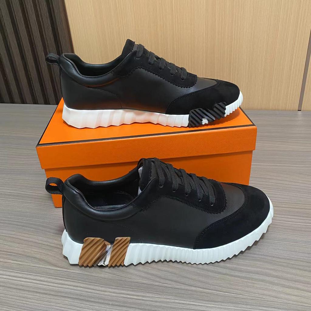 H Home Herren Leder Freizeitsneakers Schwarze Kleine Weiße Schuhe Paar Atmungsaktives Netz Herrenschuhe