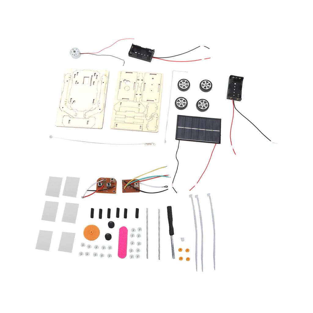 DIY Solar Model Car Kits Wooden Wireless Remote Control Car Educational Science Building Kits for Kids Type A