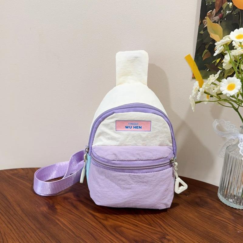 Children S Chest Bag Portable Color Blocking Trendy Single Shoulder Bag Lightweight Fashionable Durable Crossbody Bag