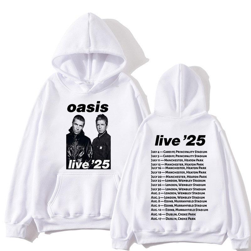 O-Oasis Live 25 Tour Hoodies Rock Band Punk Men Women Clothing Fashion Hip Hop Long Sleeves Hooded Sweatshirt Oversized Pullover