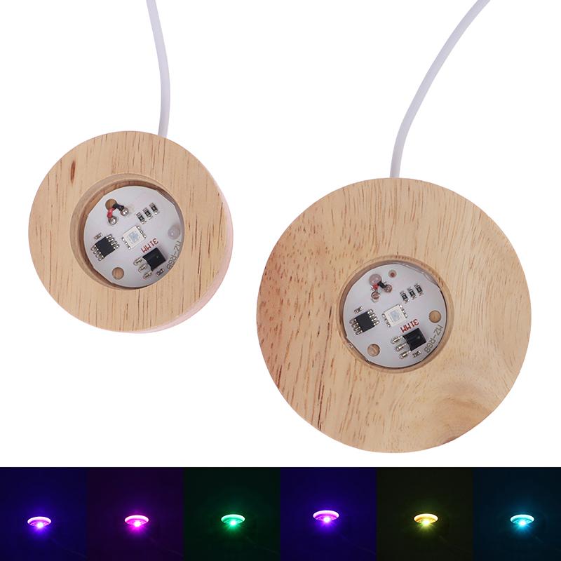 Led Wood Lamp Base Led Light Base Lamp Holder Art Ornament Home Decoration Display Stand With Remote Control Usb