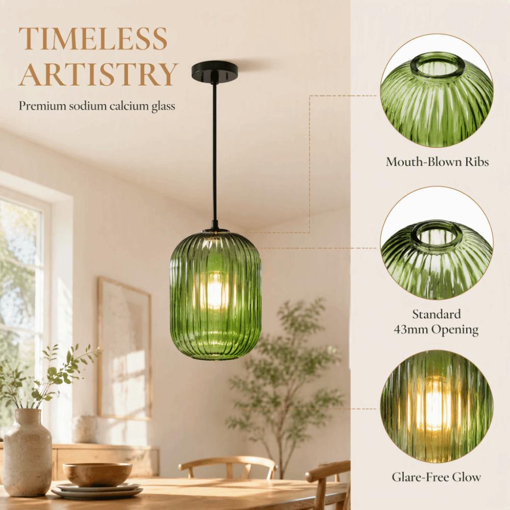 Striped Glass Lamp Shade  Lantern Shaped Decorative Cover Vertical Striped  Light Fixture