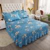 3pcs Bed Skirt Set Solid Color Quilted Thickened Lace Decoration Includes 1 Bed Skirt + 2 Pillowcases Suitable for Home And Hotel