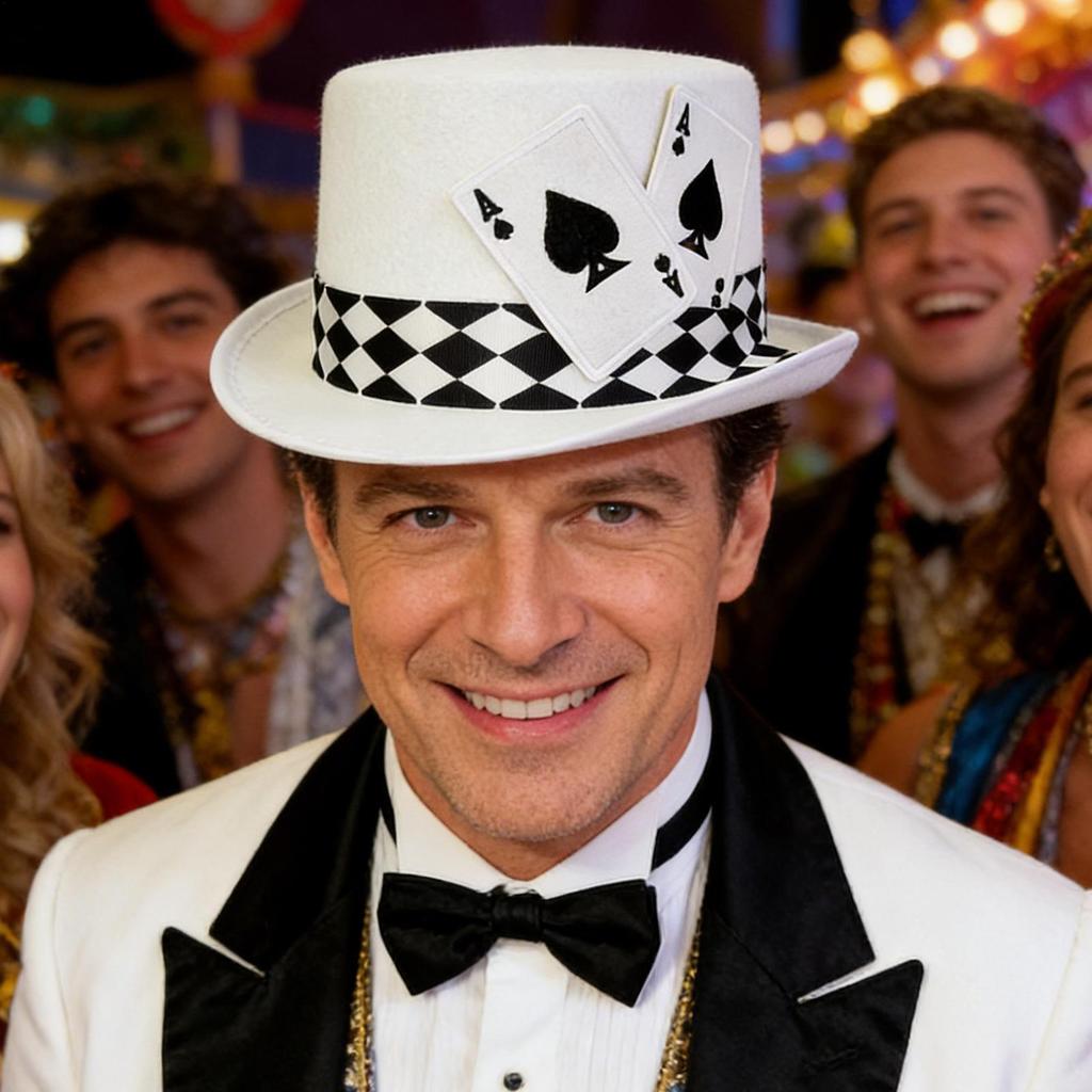 Zylinder Für Herren Spielkarten Design Bühnenauftritt Zylinder Für Amateur-Entertainer Lehrer Cosplayer Halloween Bühnenauftritte