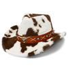 Fashion Ethnic Style Cow Head Accessories Cow Pattern Western Cowboy Hat Versatile Plush Warm Top Hat Men's and Women's Jazz Hat