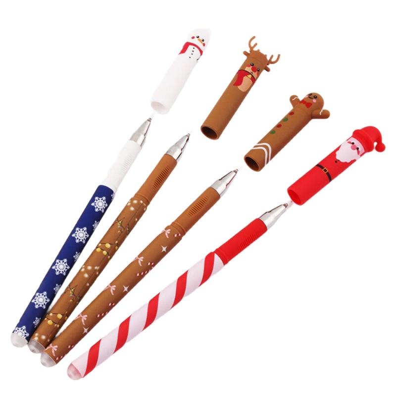 

4Pcs Festive Erasable Ballpoint Pens Friendly Plastic Design Comfort Grip Ballpoint Pens Set for Holiday Writing Tools 1