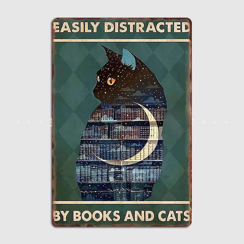 Black Cat Coffee Because Murder Is Wrong Funny Gifts For Cat Lover Metal Plaque Poster Wall Decor Kitchen Tin Sign Posters