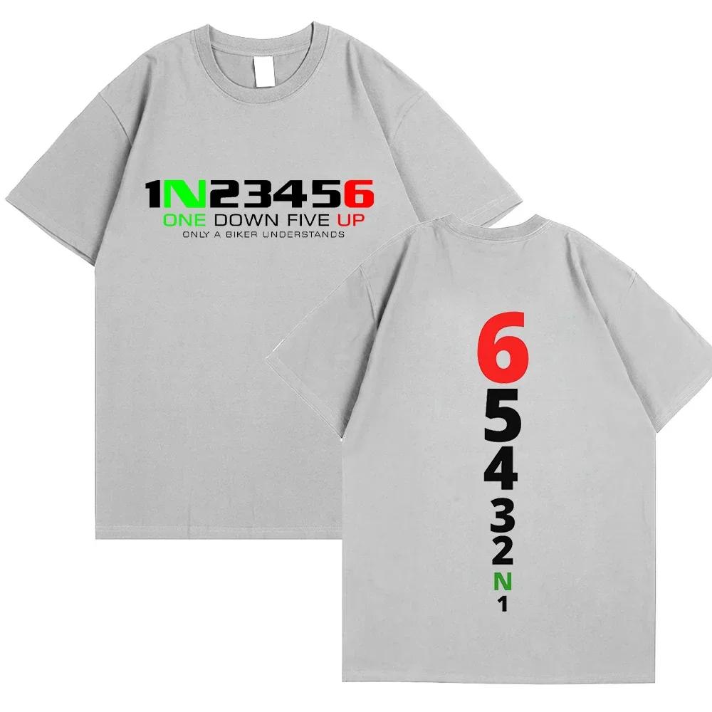 Double Sided Print Vintage TShirts for Men Manual Transmission 1N23456 Motorcycle Speed Top Oversized Tee Hip Hop Male Clothes