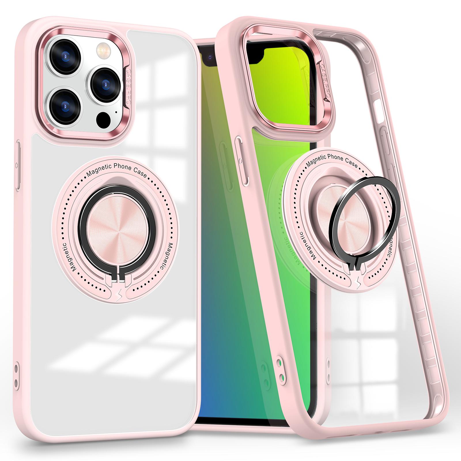

For iPhone 13 Pro Case Compatible with MagSafe Kickstand PC+TPU Hybrid Phone Cover Pink
