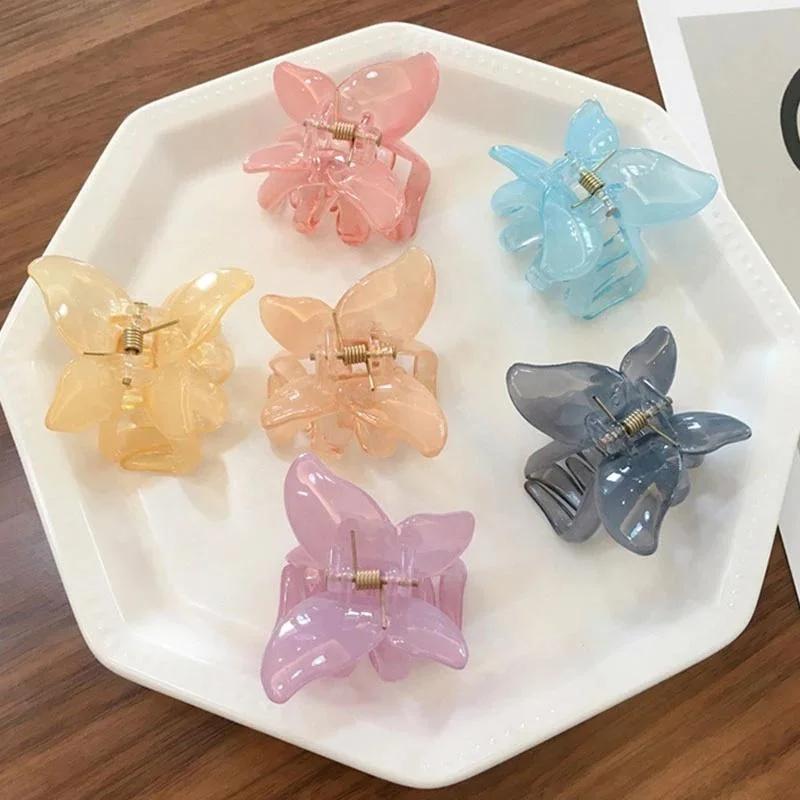 Mini Butterfly Hair Claw for Women Girls Acrylic Hair Accessories Sweet Hair Claw Clips Crab Simple Hairs Clamps Chic Hairs Clip