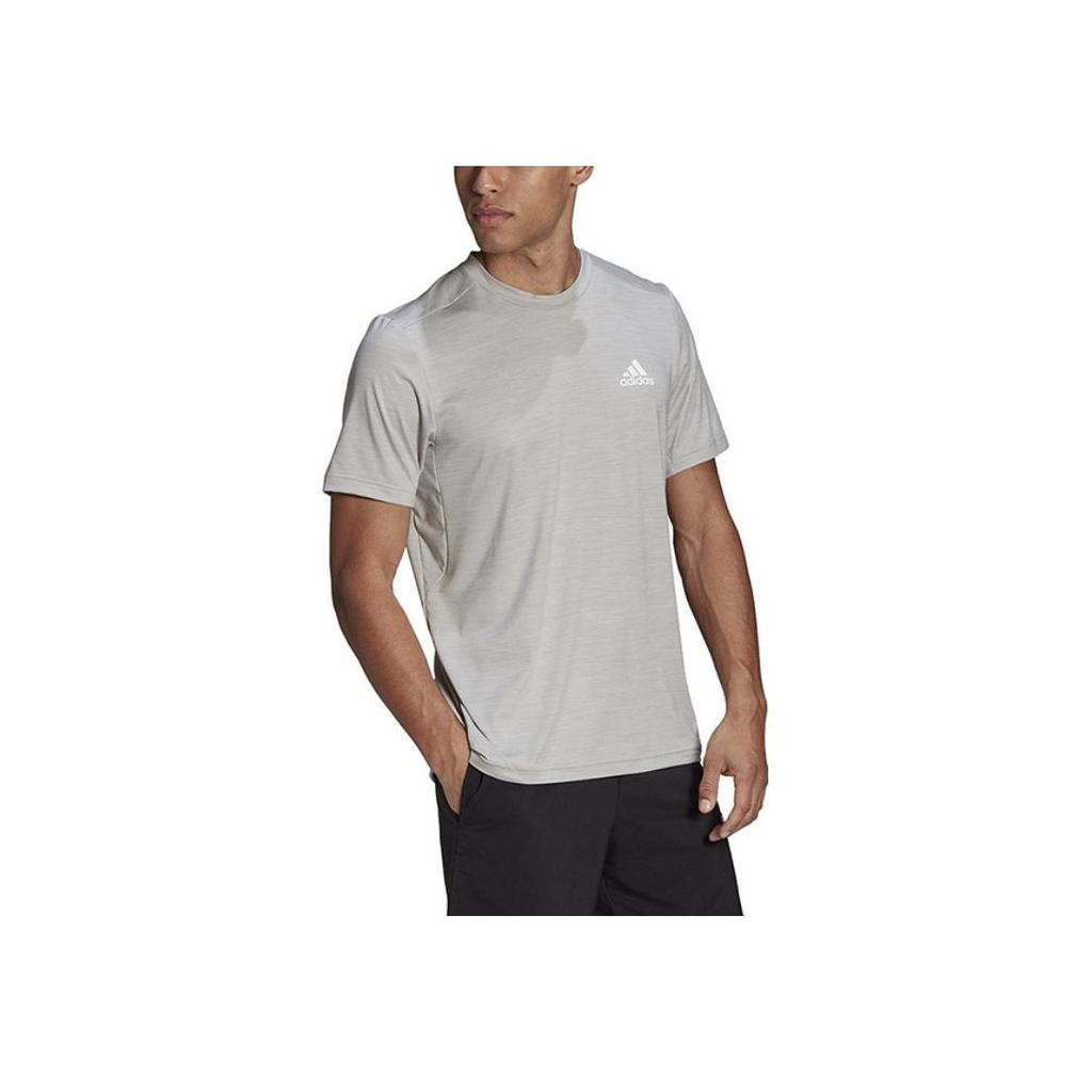 Adidas Solid Color Sport Round Neck Short Sleeve T-Shirt Men Tops Grey GM2076