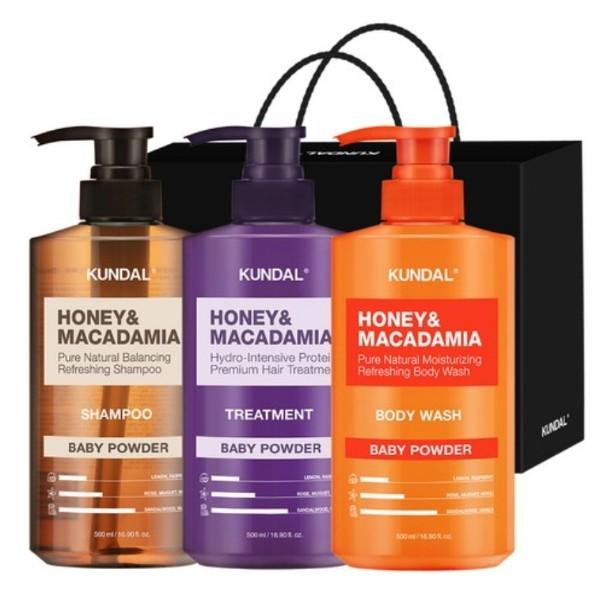 

[Kundal] Праздничный подарочный набор из 3 предметов (шампунь + лечение + мытье тела), Корейская косметика с хорошим ароматом