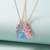 Pink & Blue Kitten Magnetic BFF Necklace Set – Cartoon Alloy Drip Oil Charm