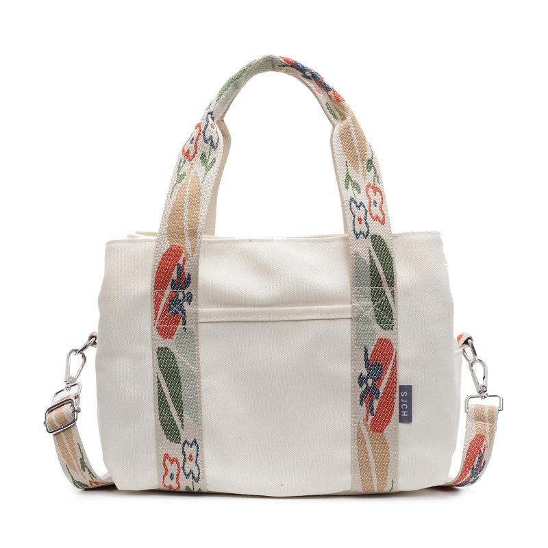 Casual Large-Capacity Canvas Bag, Women'S Fashion Portable Bento Bag, Lunch Box, Simple Messenger Commuter Bag