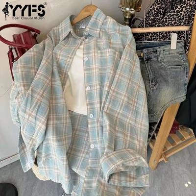 Women's Fashion Casual Plaid Print Spring Autumn Long Sleeve POLO Neck Blouses & Shirts
