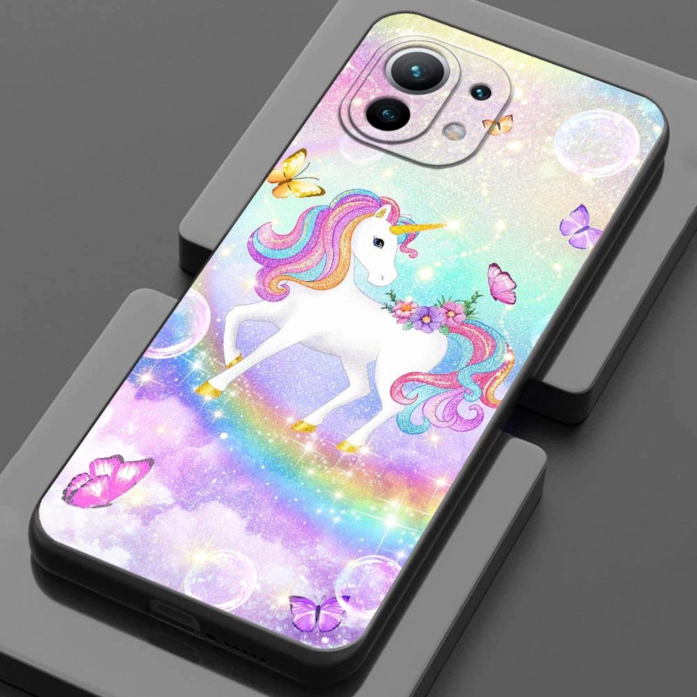 Handyhülle für Xiaomi Mi 11 Lite 5G NE 11i 11X 11T 12 Pro Poco F1 F3 X3 GT X4 NFC Pro Hüllen Cover Cartoon Regenbogen Einhorn Tier