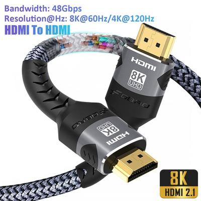 8K HDMI kábel 2.1 48 Gbps Vysokorýchlostný opletený HDMI kábel - 4K@120Hz 8K@60Hz, DTS:X, HDCP 2.2 & 2.3, HDR 10 pre kompatibilný notebook/PS5