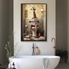 Retro Creative Animal Bathroom Canvas Painting Lion Cat Bar Toilet Bathroom Decoration Painting for Modern Living Room Asian Style Home Decor