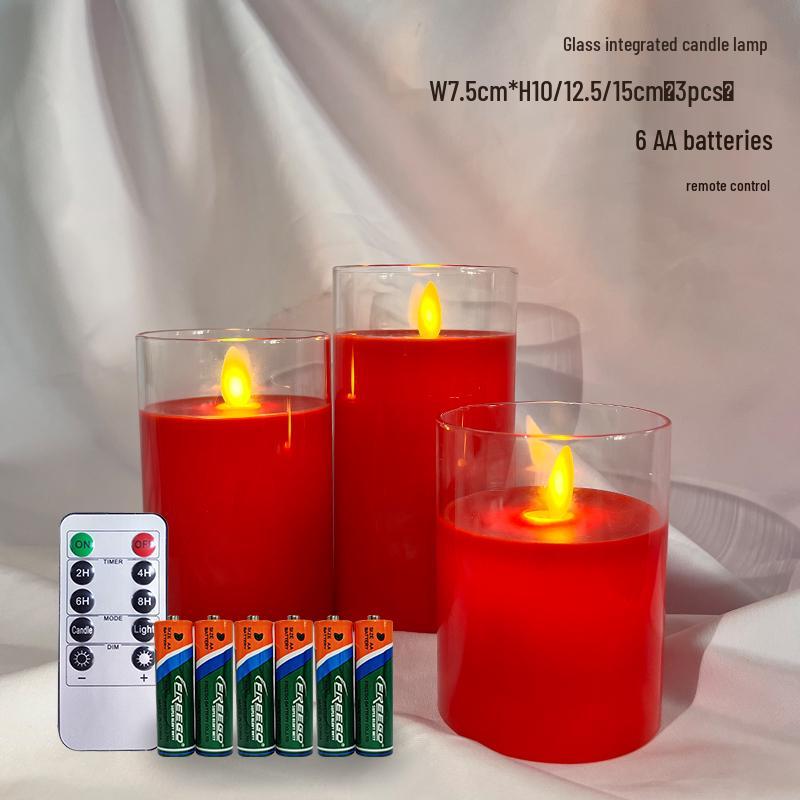 Remote-Controlled LED Glass Candle Lamp with Flickering Flame - Ideal for Romantic Home Decor and Weddings
