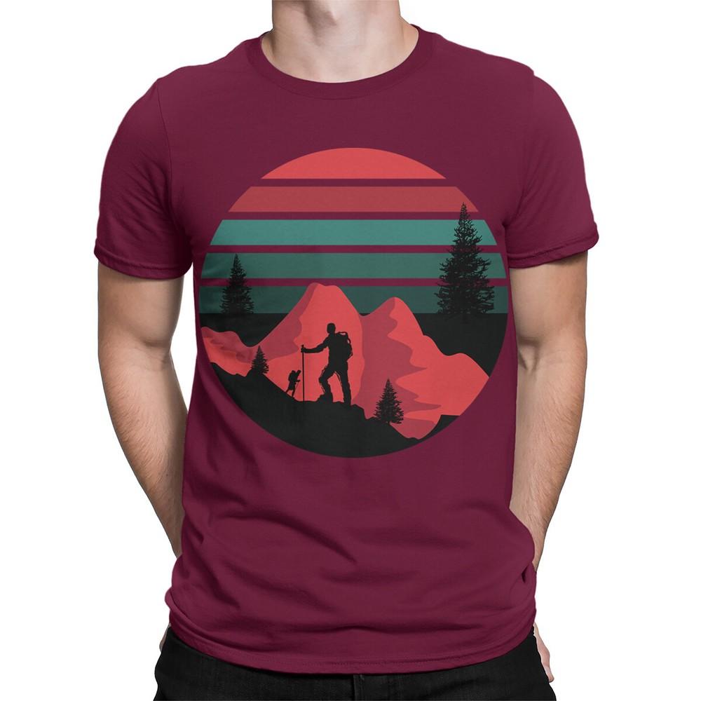 Mountain Hiking Mens T Shirt Vintage Camping Lovers Outdoor Peak Retro Tee 2XL