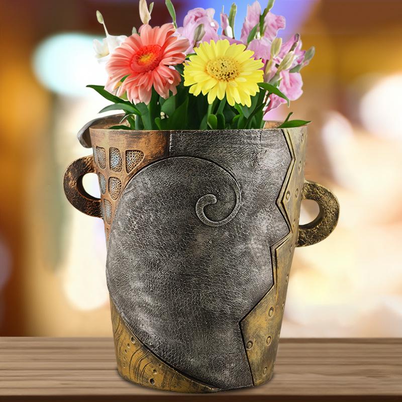 Human Face Resin Succulent Flower Pot Ornaments for Garden Micro Landscapes