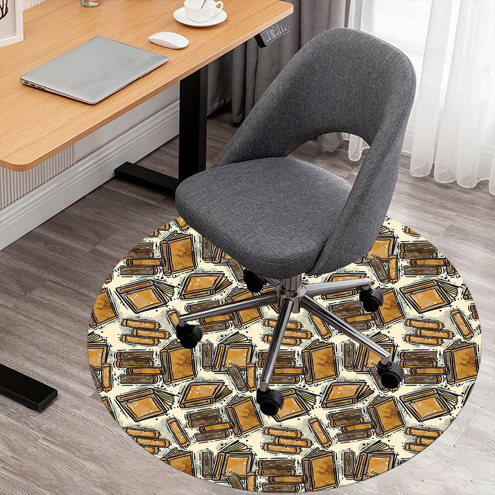 

1pc books pattern Round Chair mat Area Rug - Non-Slip, Floor Mat for Office, Bedroom, and Indoor Decor -1002206 80cm by 80cm