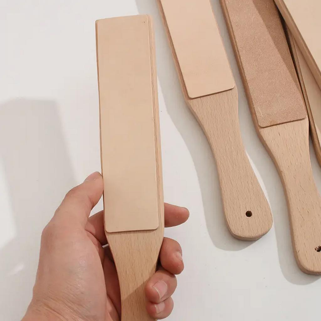 Double-Sided Leather Sharpeners with Wooden Handle DIY Polishing Board for Leather Modeling Brightening Essential Accessory