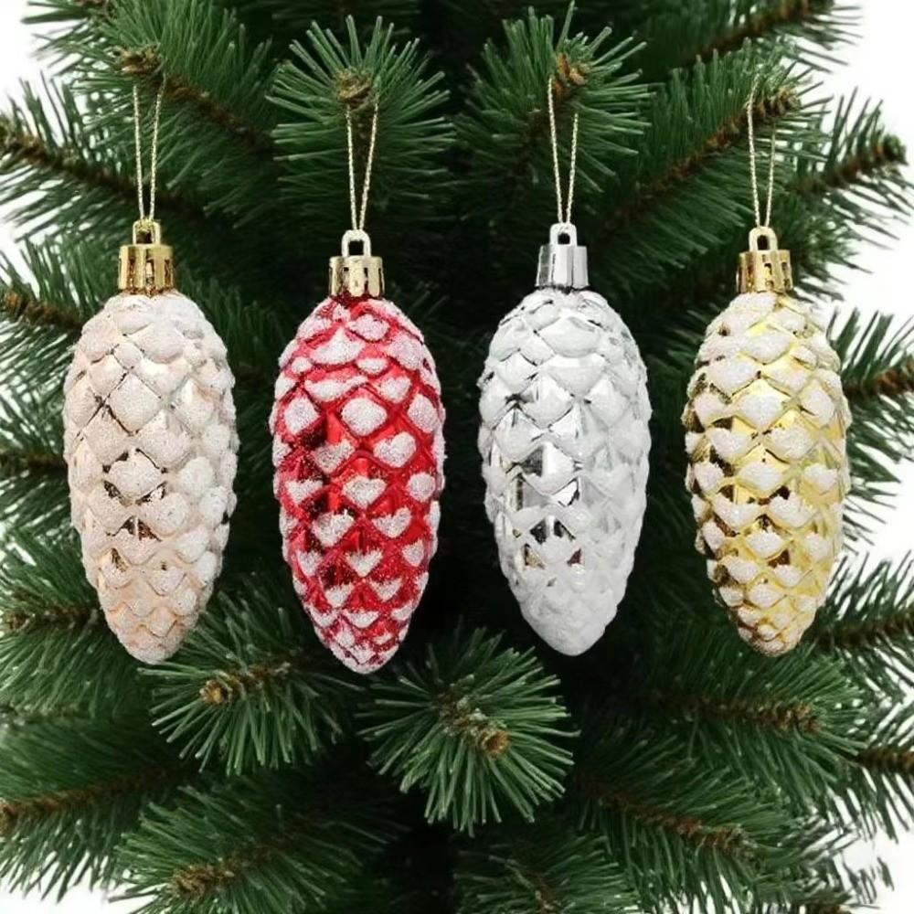 5Pcs Gift 5Pcs Christmas Painted Pine Cone Painted Plastic Pine Cone Hanging Pendant Hanging Pine Cone Balls Navidad