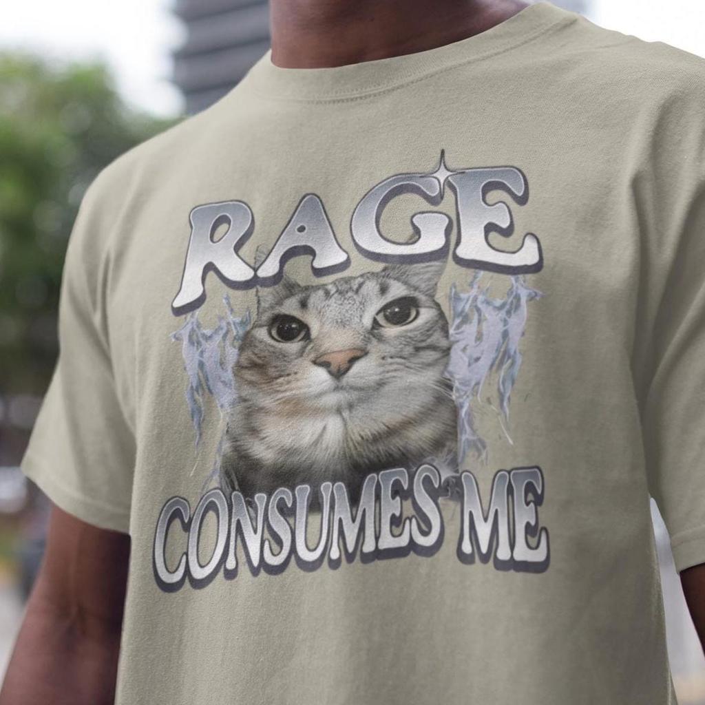 Rage Consumes Me Cat Shirt, Funny Cat Meme T-Shirt, Vintage Unhinged Cat Tee, Silly Cat Graphic Shirt, Weird Humor Unisex Shirt