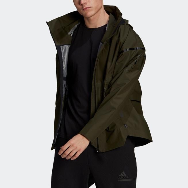 Adidas Loose Outdoor Sports Hooded Jacket Men Outerwear Night-Sky-Green H16253