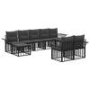 Outdoor Sofa Set 9 Piece Black and Dark Gray Polyester