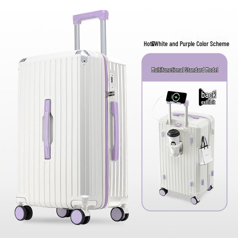 26-inch Durable Leather Suitcase with Universal Wheels and Combination Lock - Unisex Travel Trolley