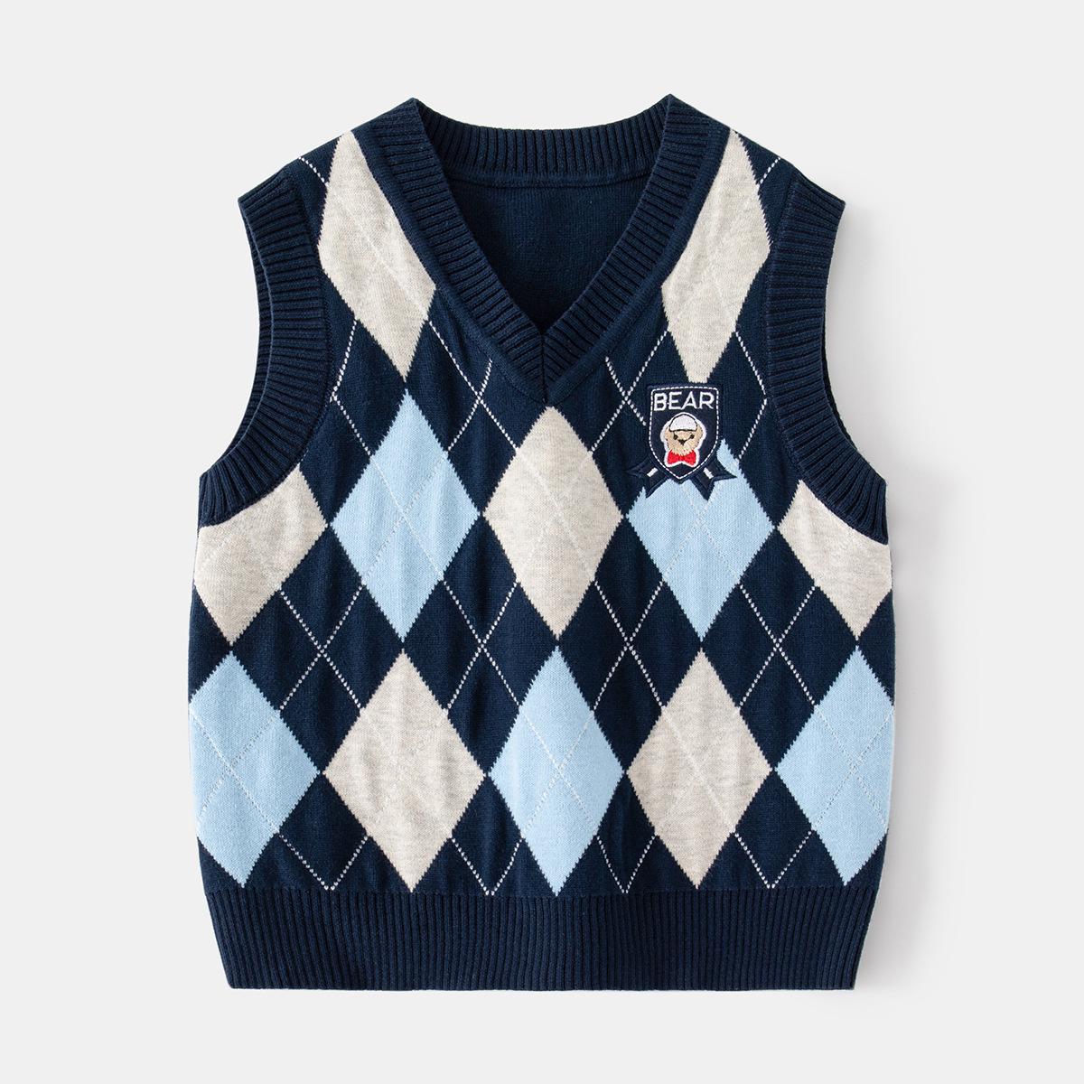 

Мальчиковый клетчатый осенний безрукавный жилет - Модный повседневный жилет 120 cm