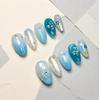 3D Blue Flower Carved Nail Art Stickers - Ocean Style for a Sweet and Cool Look