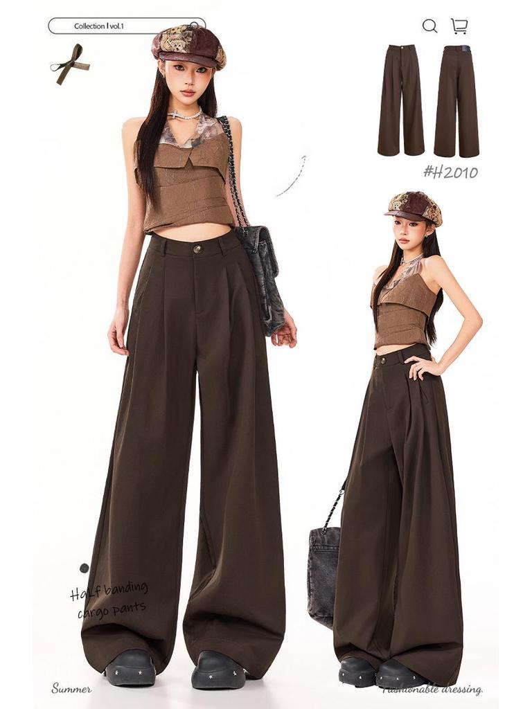 2026 Spring Women's Wide-Leg Pleated Retro Casual Pants